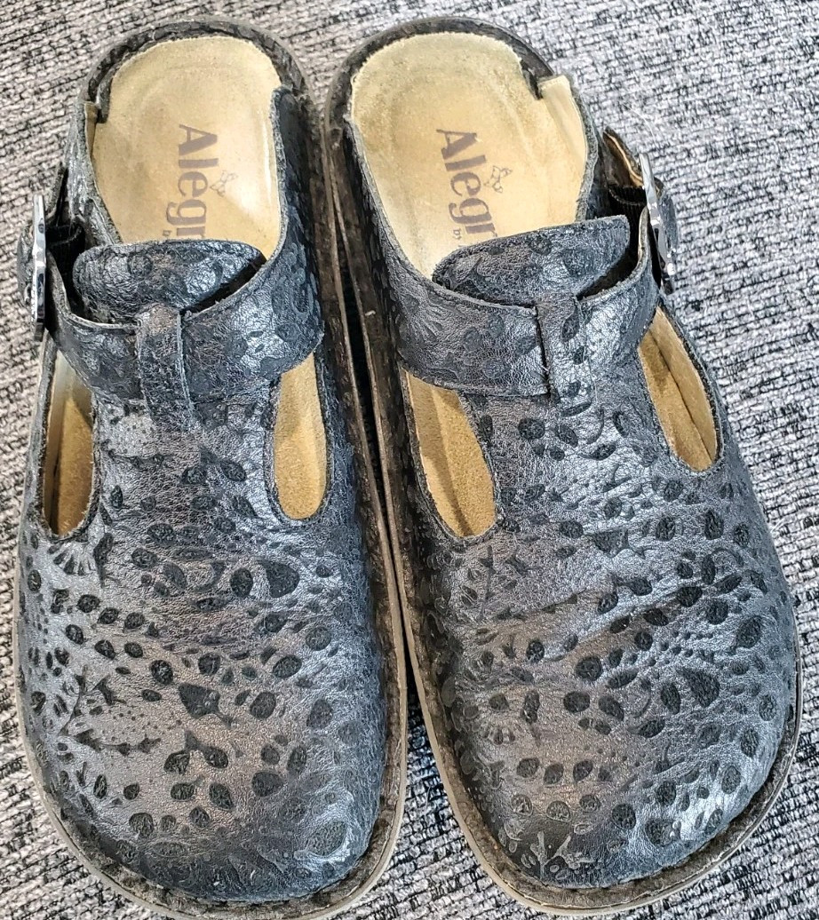 Alegria Classic Black Buckle Backless Clog Slip-On Women's Size 37