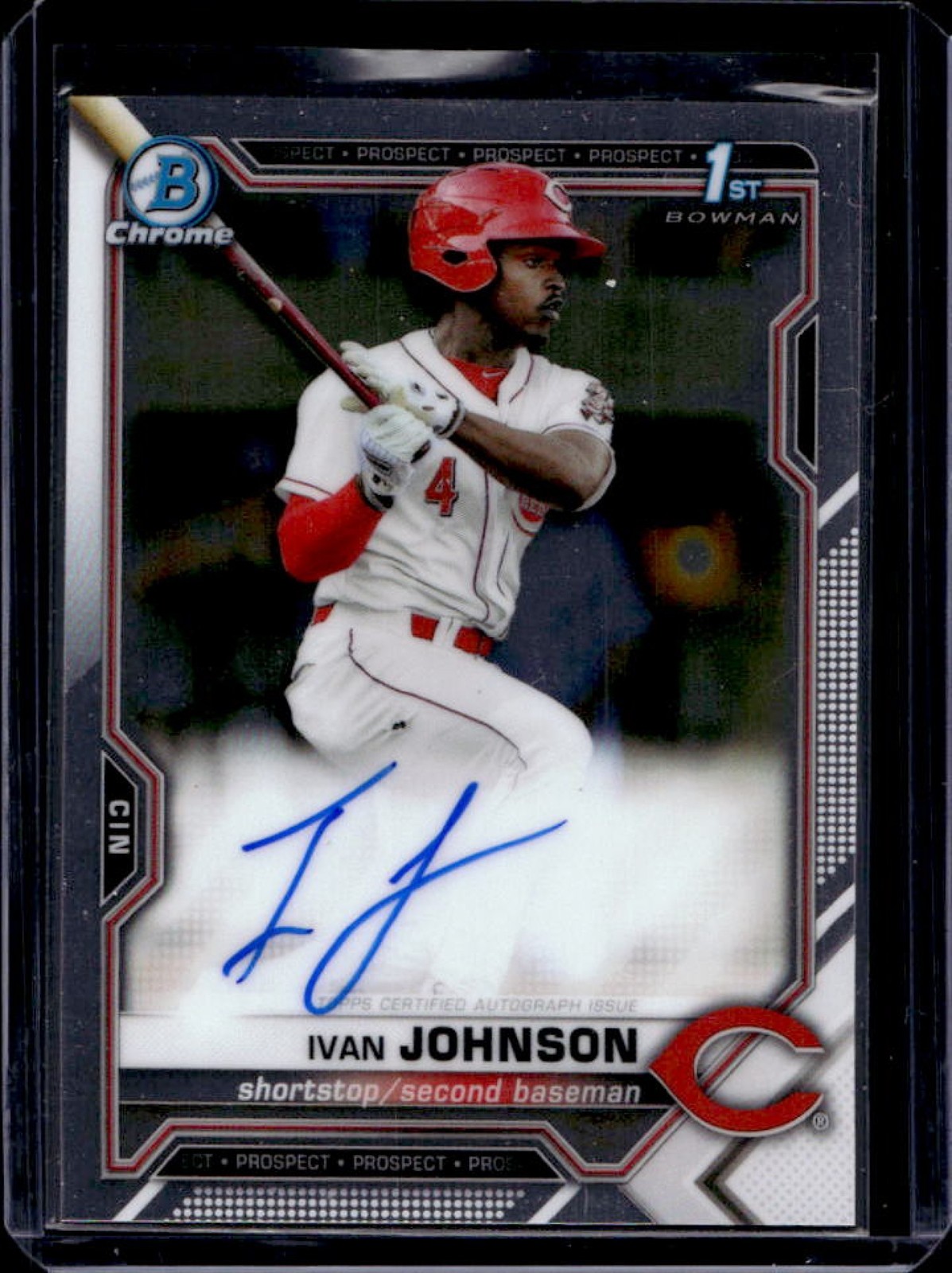2021 Bowman Ivan Johnson Chrome Auto 1st #CPA-IJ Reds