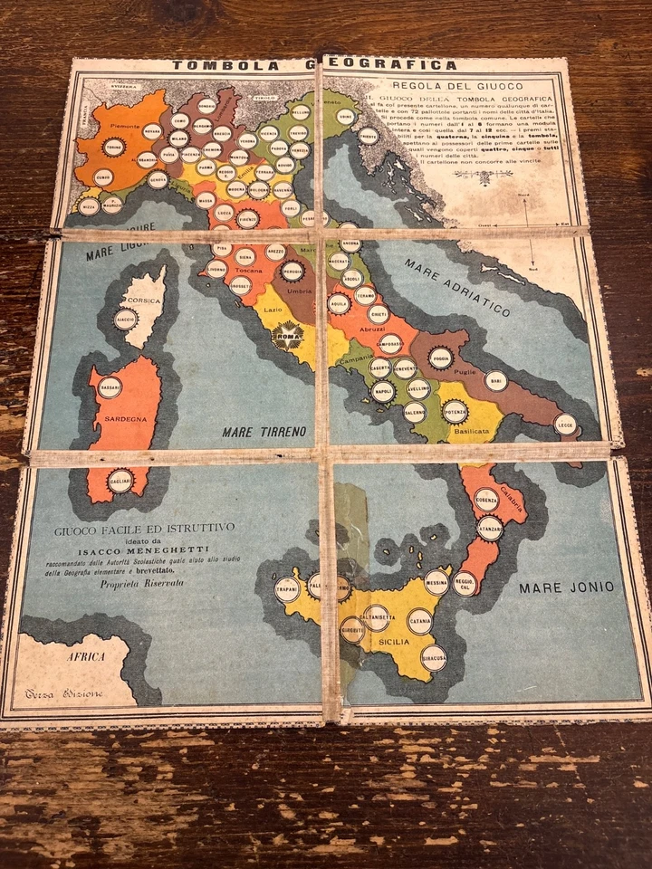 Tombola -Geografica-Italia primi’900-Con tabellone -Cartelle - Immagine 2 di 3