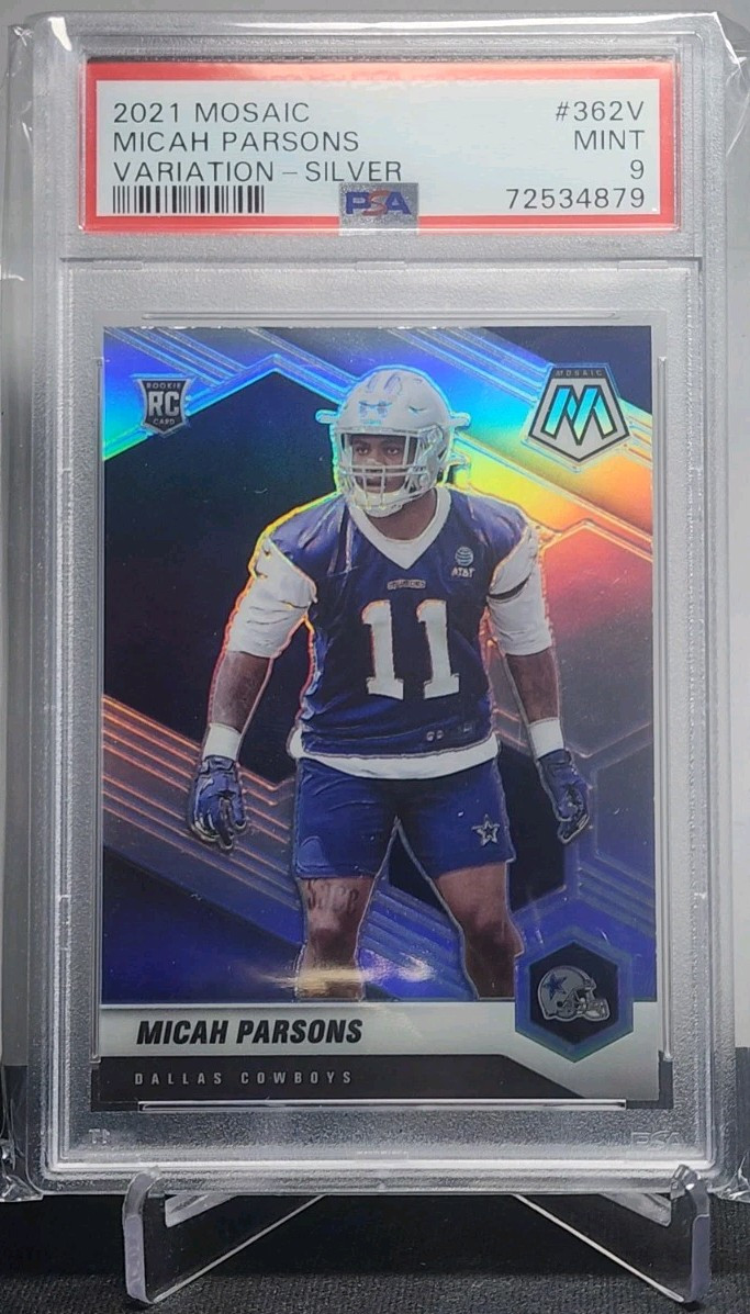 2021 Panini Mosaic #362V Micah Parsons Variation-Silver RC PSA 9