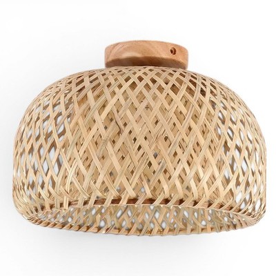 KINBERRY Rattan Deckenleuchte Boho rustikal Unterputz E27 natur geflochtener Schirm