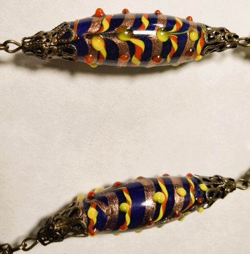 Rare Vintage Czech Fancy Glass Beads Beaded Necklace - Picture 5 of 11
