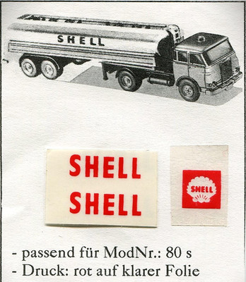 SHELL Ersatz Aufkleber f. WIKING MAN 10.230 Tanksattelzug # 802
