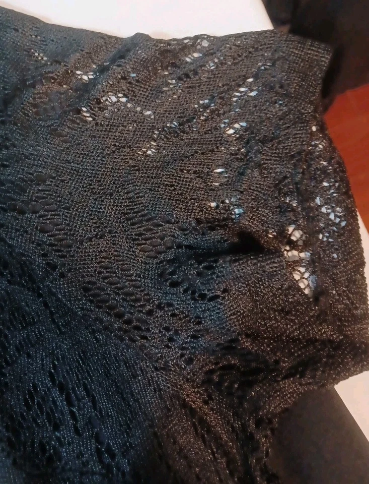 Vestido Moda Bug Años 90 Y2K Talla 20 Encaje Kimono Gótico Negro Manga Corta Midi   Foto 4 de 4