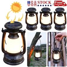 1-4x Solar Lantern Hanging Lights Vintage Waterproof Camping Lamps Rechargeable