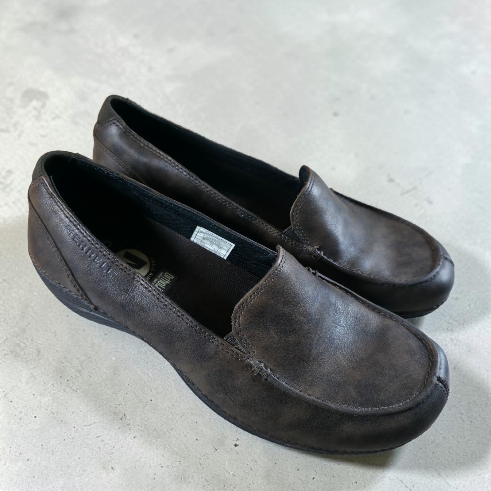 Merrell Parma Ortholite Slip On Loafer Shoes Womens Size 7 Dark Brown Leather