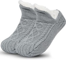 Unisex Fluffy Fuzzy Warm Slipper Socks for Men Women, Thick Fleece Lined Non-Sli
