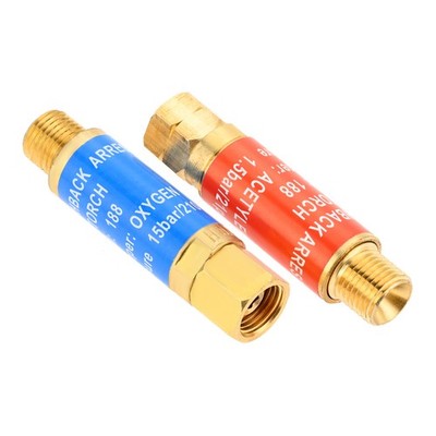 1 Set Oxygen Acetylene Flashback Arrestors Set 9/16-18 Threads B Size for Torch