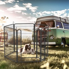 6-Panel Heavy Duty Metal Dog Playpen w/Door 39" Pet Exercise Fence Indoor Outdoo