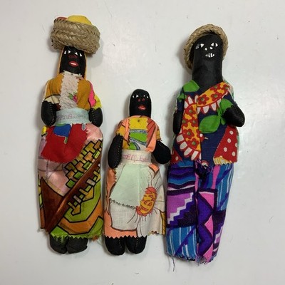 Vntage Handmade Jamaican CARRIBEAN  Folkart Rag Doll Famiy Mom, Pop, Daughter