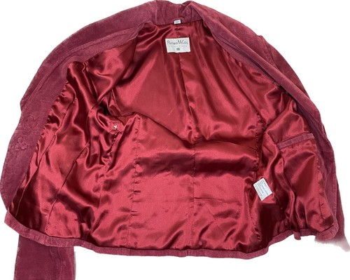 Pamela mccoy leather Suede jacket Blazer red Chinese Frog Button XS - Picture 3 of 6