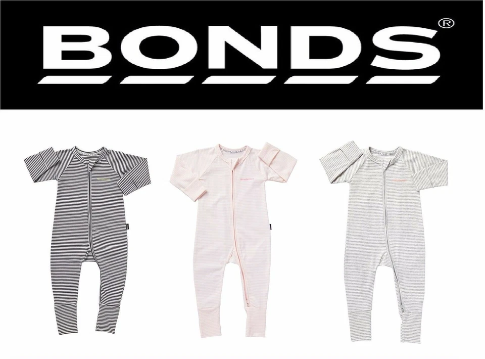 Bonds Baby Boy Girl Cotton Wondersuit Zip Jumpsuit Pink/White