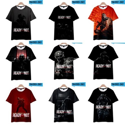 Cosplay Game Ready or Not 3D T-Shirts Adult Kids Sports Fitness Top Tee Mens