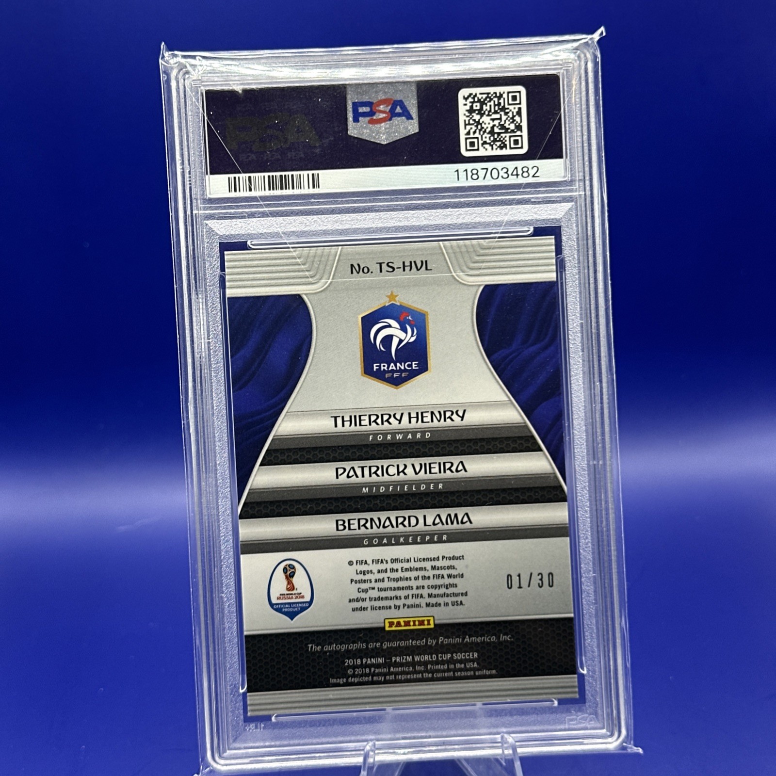 2018 Prizm WC Trio AUTO # HVL Thierry Henry Vieira Lama PSA 9/9 SSP #1/30 France view 6