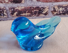 Vintage Bird Figurine Bluebird of Happiness Signed Leo Ward 1995 Blue Art Glass
