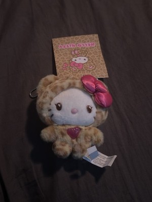 NWT Official Hello Kitty Gal Bear Leopard Print Keychain Plush Charm JAPAN