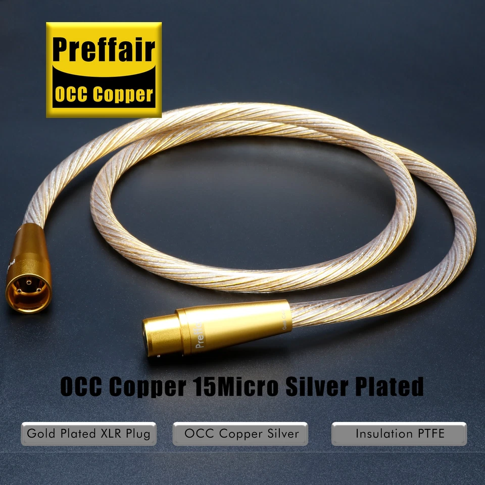 HiFi Grade XLR Cable OCC Copper Silver Plated 110Ohm AES/EBU Gold Connectors New - Image 2 of 4