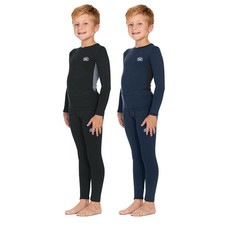2 Sets Kid's Soft Thermal Fleece Base Layer Long Johns Top Bottom Winter Warm
