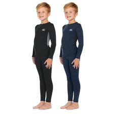 2 Sets Kid's Soft Thermal Fleece Base Layer Long Johns Top&Bottom Winter Warm 
