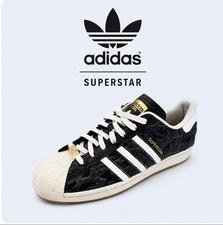 Tenis Adidas Superstar negros camuflados charol puntera concha para hombre 11,5