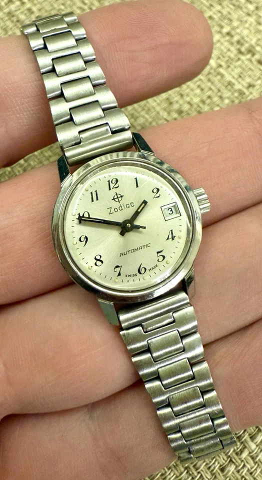 ✅ Vintage Zodiac Damas Automático - Hecho en Suiza, Clásico Esfera Plateada Belleza ✅ Foto 3 de 4
