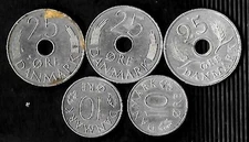 Denmark Five (5) Vintage Coins as shown various dates - kha042