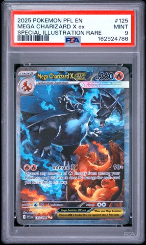 2025 POKEMON PFL SPECIAL ILLUSTRATION RARE #125 MEGA CHARIZARD X EX PSA 9