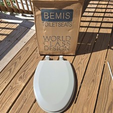 NOS Vintage Bemis Toilet Seat NEW Baby Blue Made In USA 1500D wood