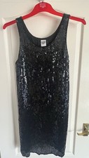 Classics & Co Black Sequin Dress. Side Splits. Size 12. Evening, Event Dress