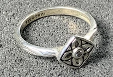 Silpada Sterling Silver CZ Flower Belle Fleur Stackable, SZ 7, Signed, Adorable