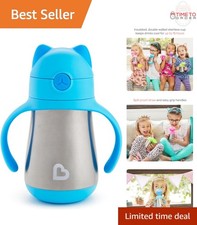 Toddler Sippy Cup Stainless Steel 8oz Insulated Spill-Proof Cat Design