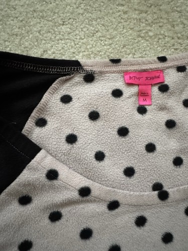 Betsey Johnson Intimates Medium Flannel Pajama Set Pink Black - Picture 6 of 10
