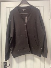 Ladies Next Black Sparkly Cardigan/ Top Size XL Popper Fastening Party, Casual