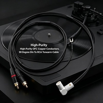 5 Pin DIN to 2RCA Phono Cable 90 Degree Straight Tonearm Cable Audio Phono