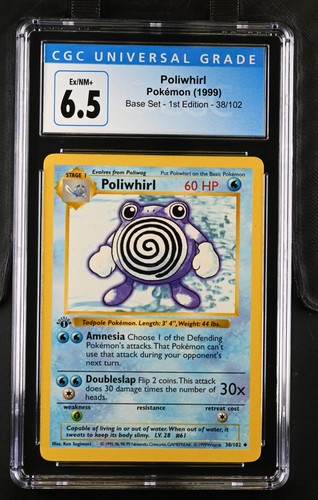 Poliwhirl (1st Edition) graded CGC 6.5 for sale on eBay
