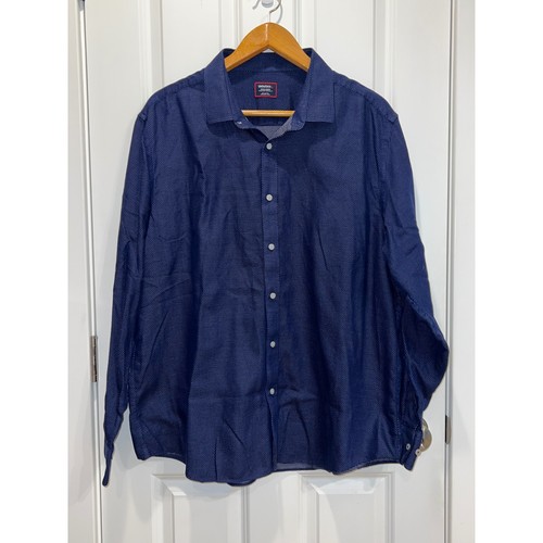 Untuckit Herren XXX Large Hemd Faltenfrei Regular Fit Langarm Navy