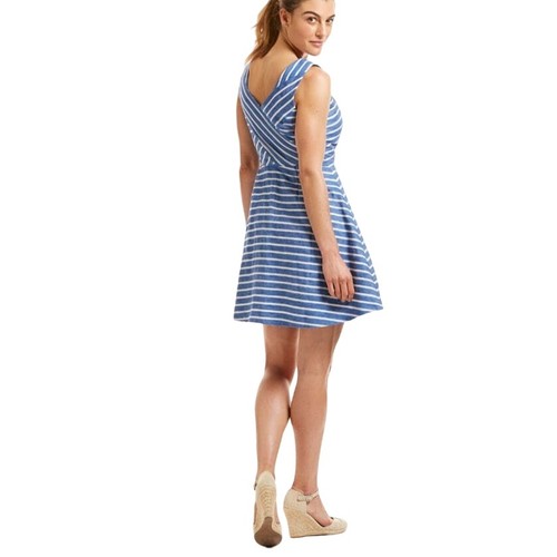 Vineyard Vines Cotton Linen Sleeveless Striped Fit & Flare Dress Women's 6 - Picture 4 of 9