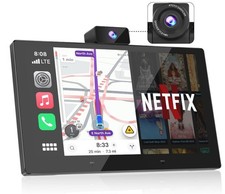 Portable 9" Wireless CarPlay Android Auto Touchscreen with Dual Cameras