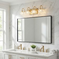 Vanity Light 23 inch Gold Crystal Shade 4-Lights Wall Fixture Bathroom Mirror