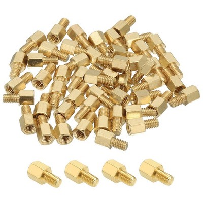 M4 Brass Hex Standoff, 50 Pcs PCB Motherboard Spacer Screw, Gold (M4 x 6mm+6mm)