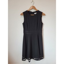 Calvin Klein Black Fit & Flare Dress Sleeveless Sheer Hem Size 6