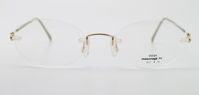 MASUNAGA Brille B12 50 20 M Fit-1 Beta Titan Gold Grün Filigran Vintage Japan