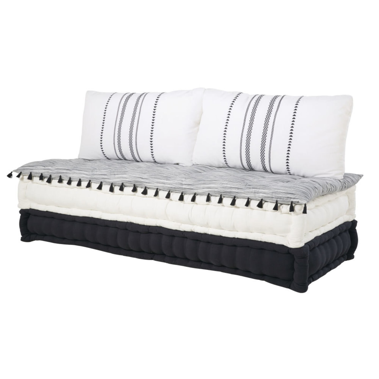 Banquette 2 places en coton gris anthracite petit canapé droit fixe tissu