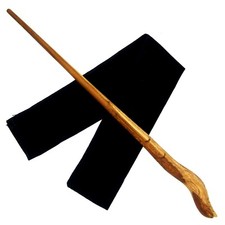 14" Hand Carved Almond Wood Ollivander Magic Wand Wizard Wicca Pagan w/ Free Bag