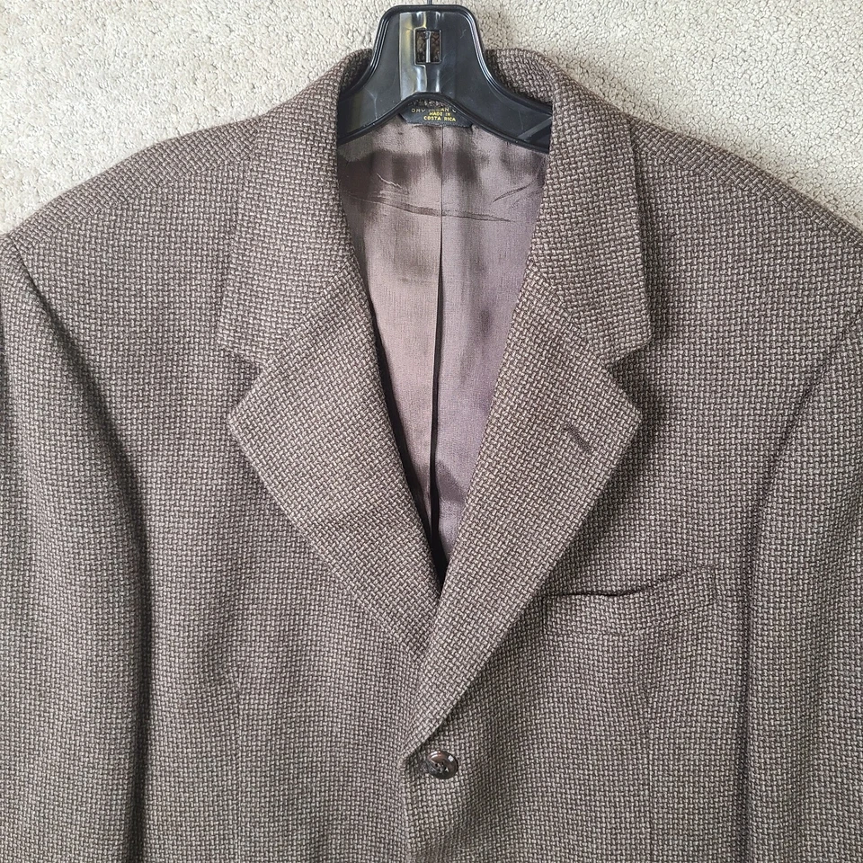 John Henry Jacket Mens 44R Brown Tweed Blazer Wool Blend 3 Button Sport Coat - Image 2 of 4
