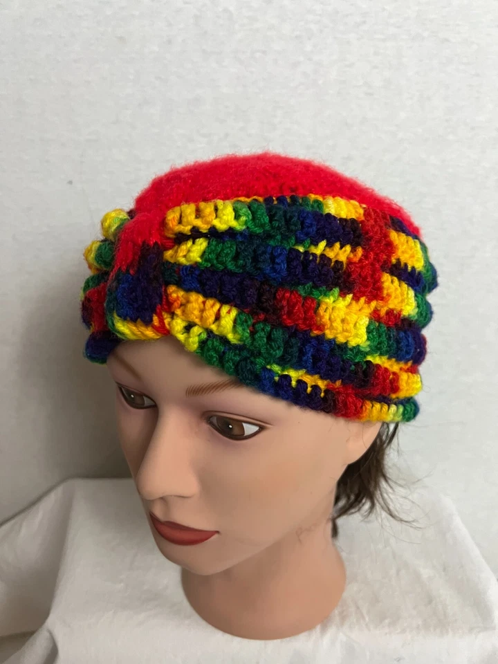 Sombrero Turbante Hecho a Mano Cubierta Tejida Brillante Multicolor Acrílico S-20-21 Foto 4 de 4