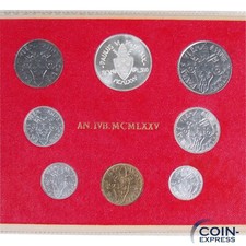 VATIKAN Lire KMS Kursmünzensatz 1975 AN. IVB. MCMLXXV Heiliges Jahr Lira