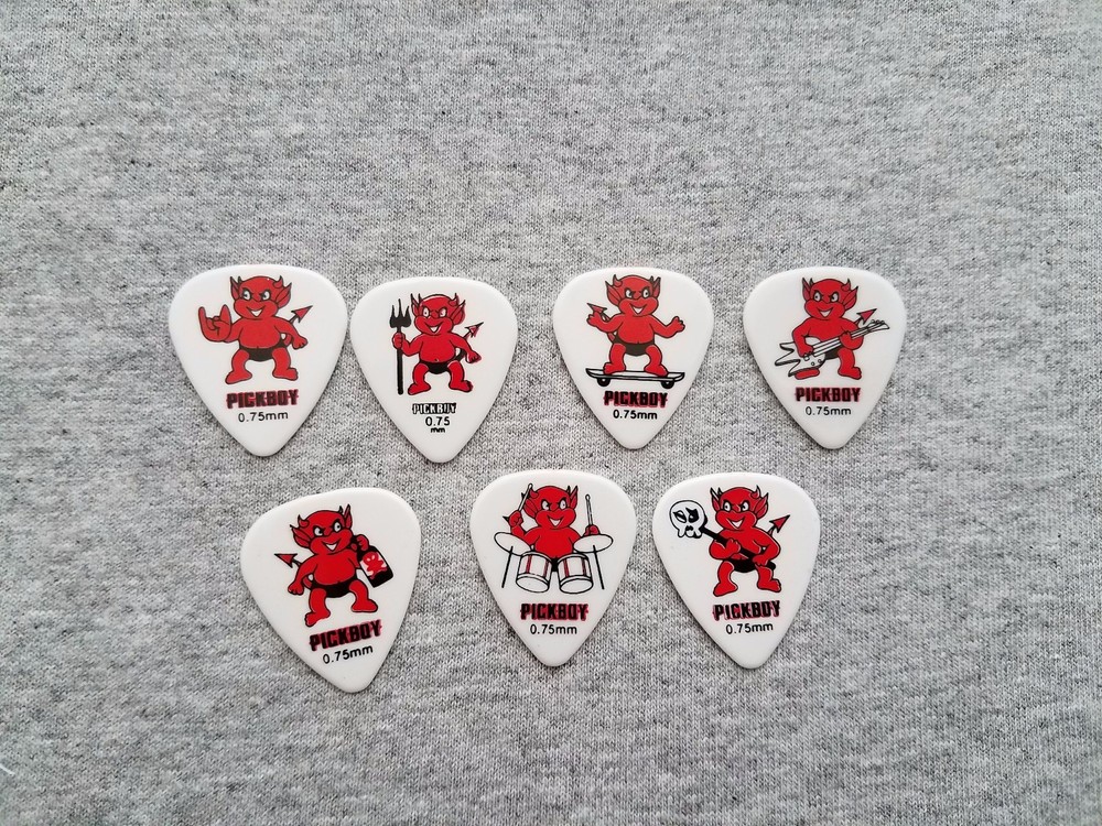Lot of 7 Pickboy Celtex Design - Little Devil Assorted Guitar Picks 0.75mm