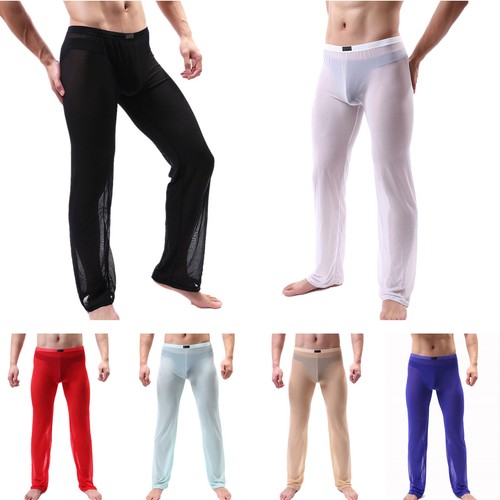 Pantalones de malla suave para hombre Pantalones largos elásticos transparentes Pijama Pantalones deportivos - Imagen 4 de 72