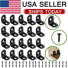 20x Stainless Steel Black L Brackets 0.8 x 0.8 inch 90° Right Angle Corner Brace